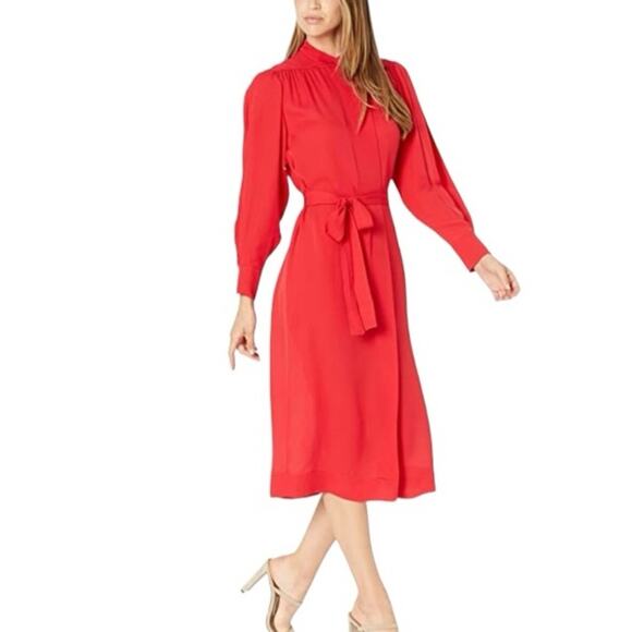 Rebecca Taylor Long Sleeve Red Silk Dress Medium New Retails $365 - Picture 12 of 12